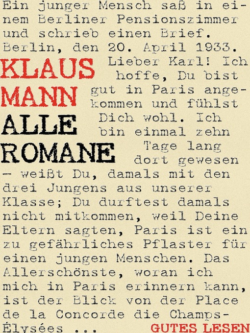 Title details for Klaus Mann--Alle Romane by Klaus Mann - Available